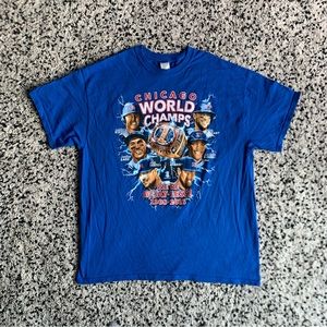 Chicago Cubs Tee Shirt 2016 World Champs Graphic Short Sleeve Blue Size XL